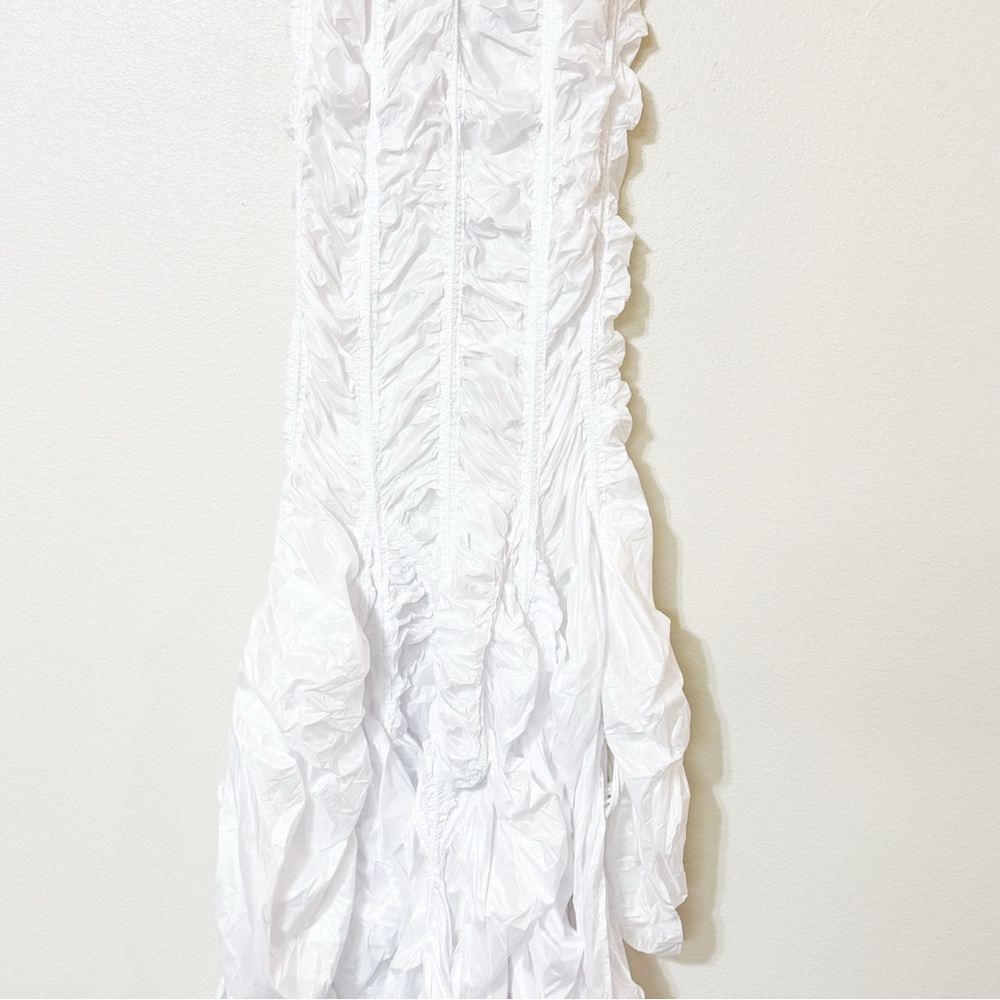 NWT Norma Kamali Parachute Gathered White Fishtail Maxi Train Skirt size large - Picture 9 of 16